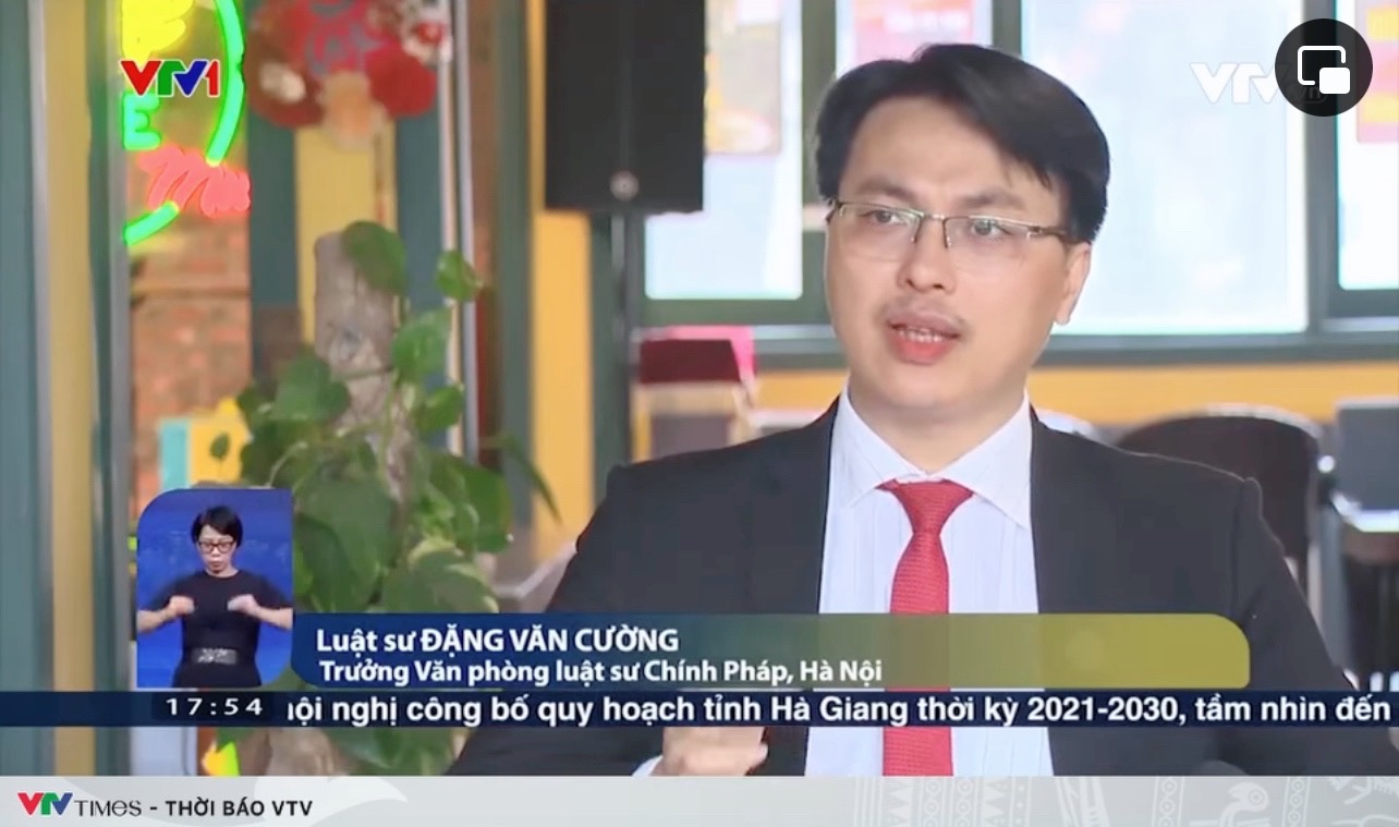 Luật sư trả lời phỏng vấn trên truyền hình Việt Nam vtv1